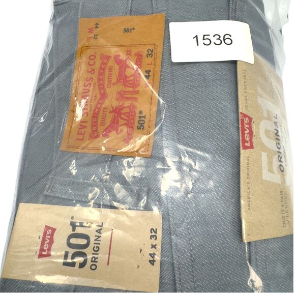 New LEVIS 501 Original Shrink To Fit Jeans 44x33* Gray Straight Button Fly STF - Picture 13 of 13